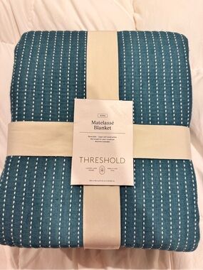 Threshold Teal Quilted Matelassé Blanket